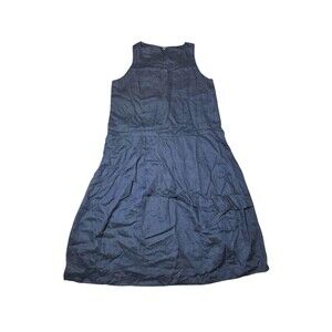 VIVID Women's Navy Blue Linen Maxi Dress Sleeveless Long Double Skirt Plus XXL